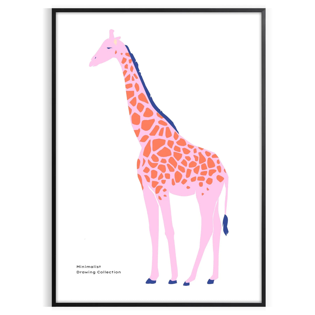 A giraffe standing in a savannah landscape with orange and gray tones