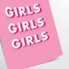 A group of diverse girls in playful poses, featuring warm brown and white tones