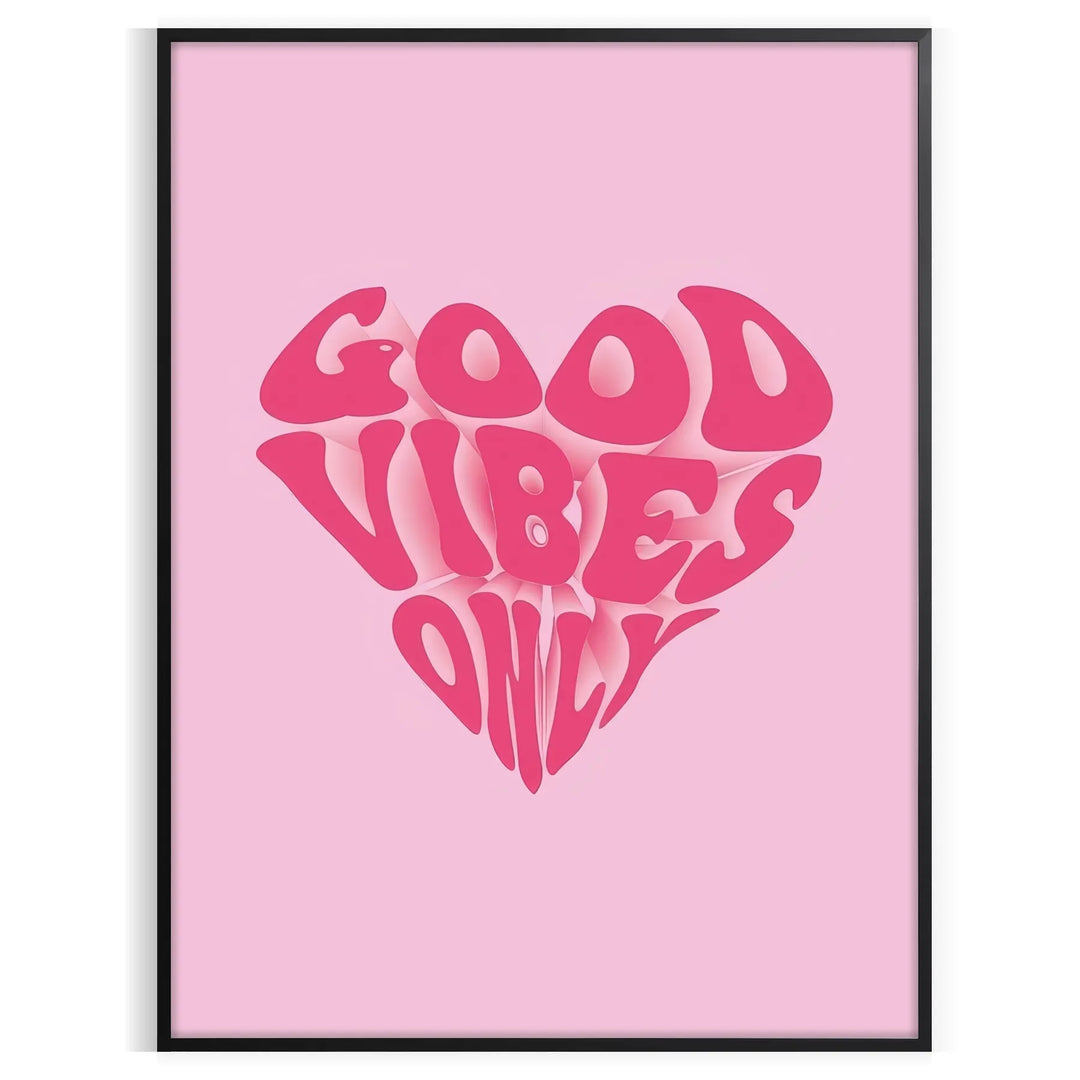 Colorful abstract design featuring the phrase 'Good Vibes Only' in bold typography