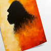 A bold illustration of a gorilla against a background of orange and red hues - as a rolled, unframed print