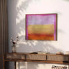 Abstract graphic print featuring green and blue space elements - styled on a counter with eucalyptus and a bowl of lemons