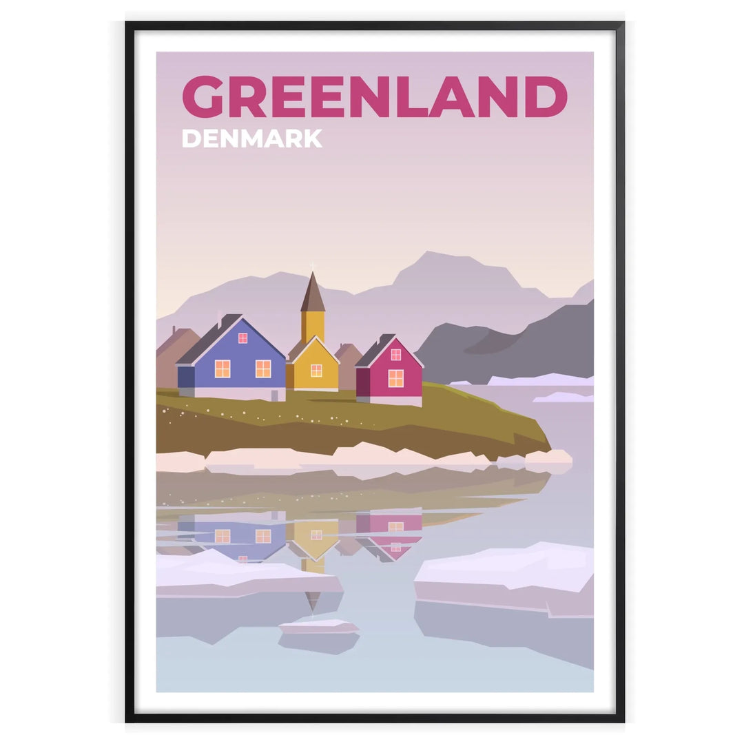 A serene landscape of Greenland featuring gray and blue tones