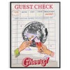 Graphic art print featuring a guest check design in green and orange hues - in a black frame