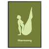 abstract representation of yoga poses in calming green tones - in a black frame