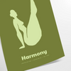 abstract representation of yoga poses in calming green tones