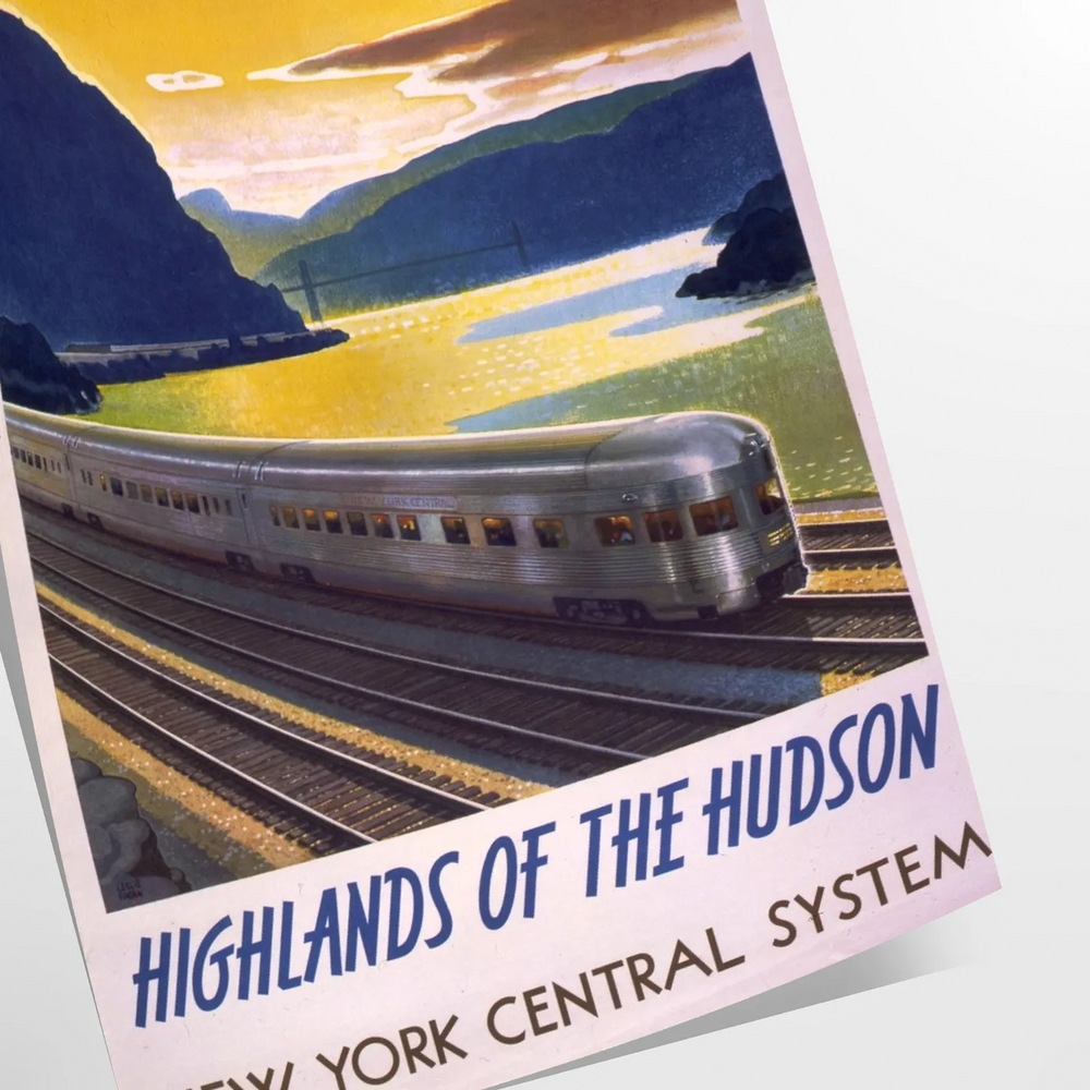 Hudson Highlands landscape with mountains and river in muted gray and blue tones