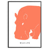A black and orange hippopotamus in a natural setting, wildlife art - in a black frame