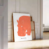 A black and orange hippopotamus in a natural setting, wildlife art - leaning on a herringbone floor against a white panelled wall