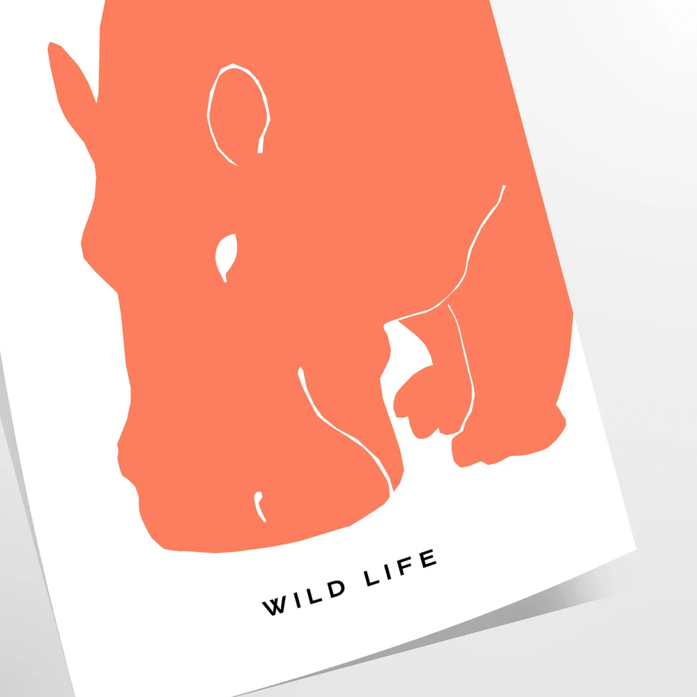 A black and orange hippopotamus in a natural setting, wildlife art