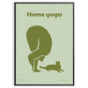 A serene yoga scene with a person practicing in calming green and gray tones - in a black frame