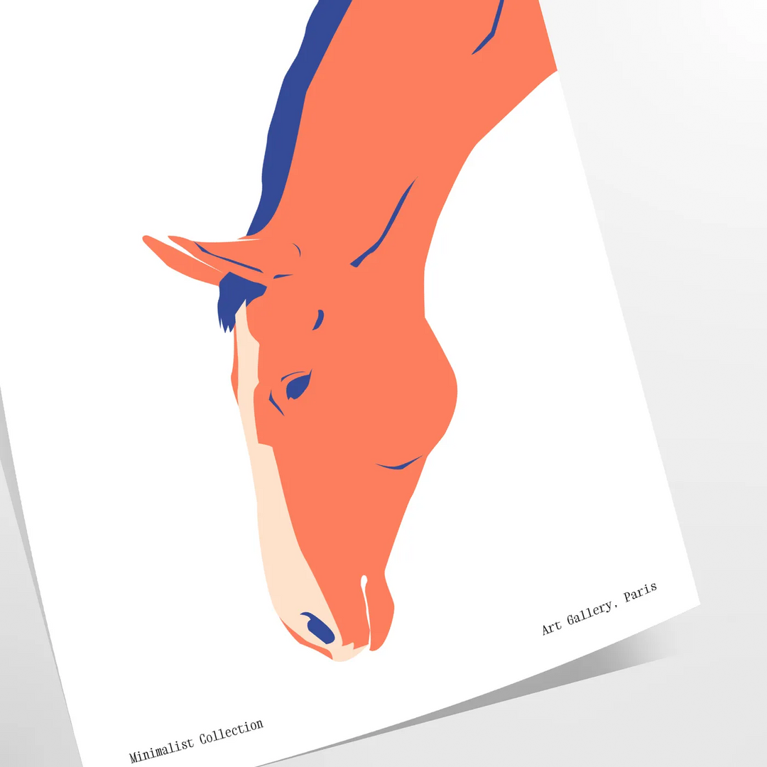Un cheval galopant à travers un paysage cosmique avec des nuances orange et bleu - en tirage roulé, sans cadre