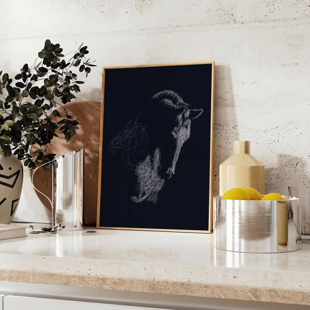 Affiche captivante thème cheval noir vert un effet saisissant espace cadeau unique disponible - sur un plan de travail avec eucalyptus et coupe de citrons