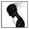 Abstract human figure in bohemian style with gray and black tones - in a black frame