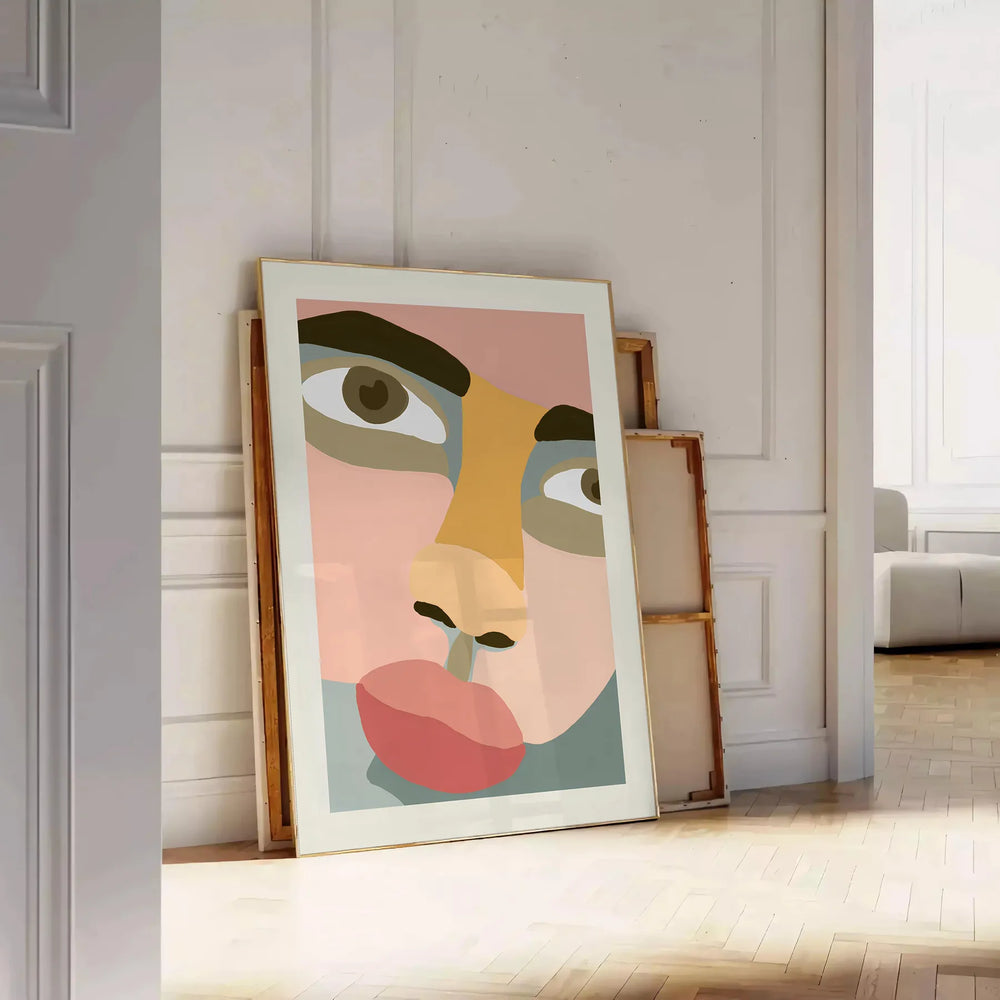 Abstract representation of a human figure in rich browns and oranges