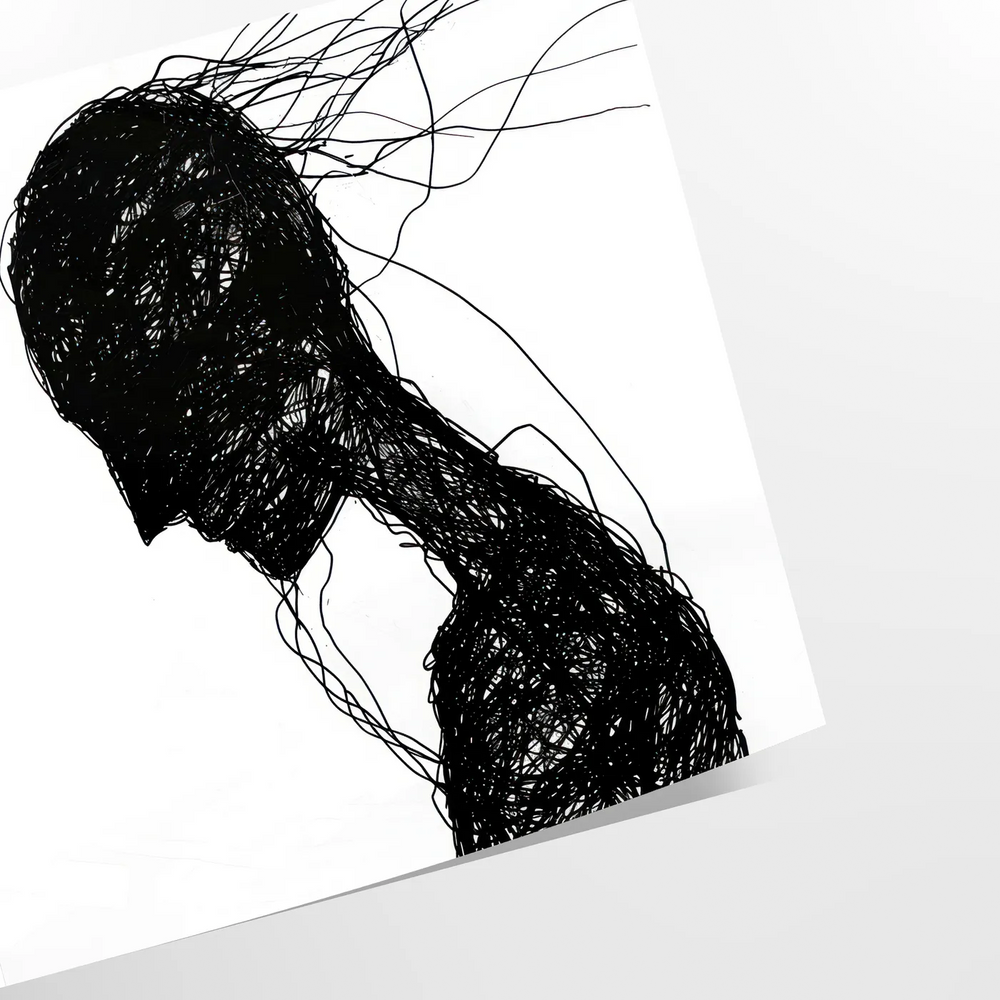 Abstract human figure in bohemian style with gray and black tones