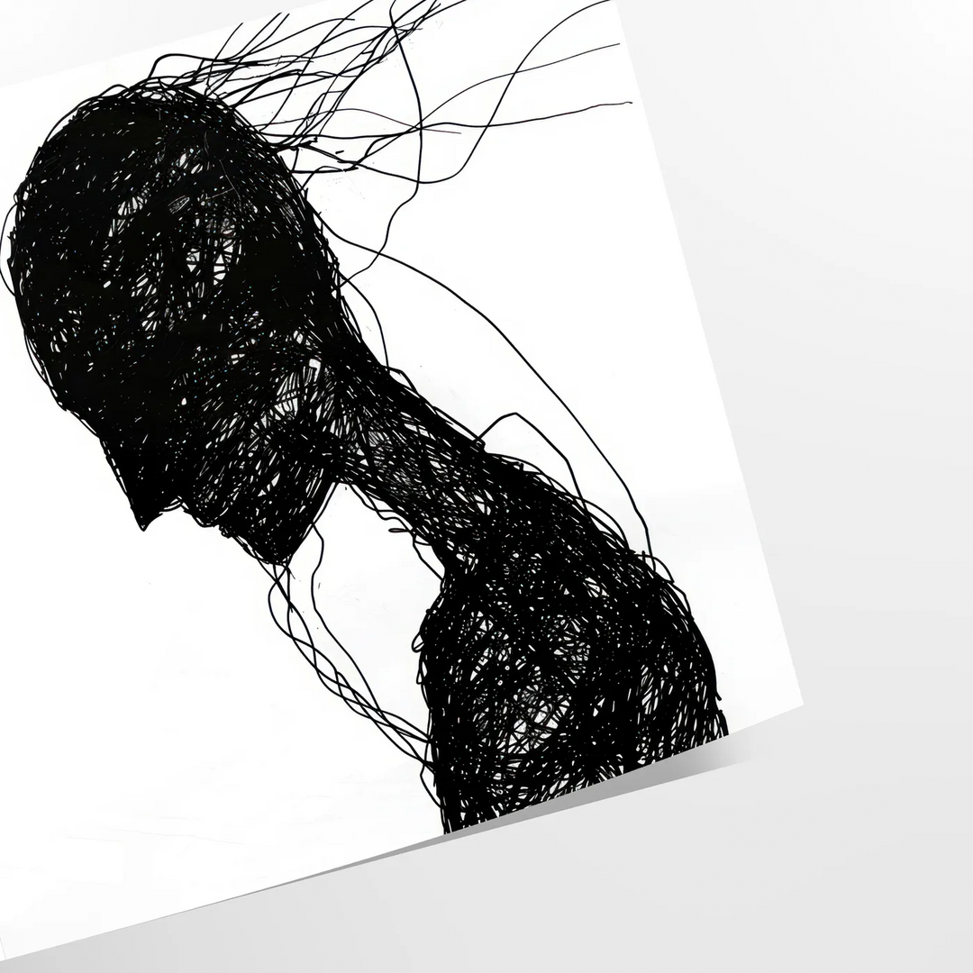 Abstract human figure in bohemian style with gray and black tones