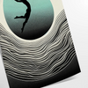 Dynamic silhouette of a human jumping against a black and gray background - as a rolled, unframed print