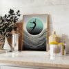 Dynamic silhouette of a human jumping against a black and gray background - styled on a counter with eucalyptus and a bowl of lemons