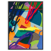 Abstract hyperbeast creature in blue and green hues with a cosmic background - in a black frame