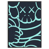 Abstract design featuring bold black and blue shapes with dynamic energy - in a black frame