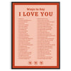 Abstract design featuring the phrase 'I Love You' in soft gray and brown tones - in a black frame