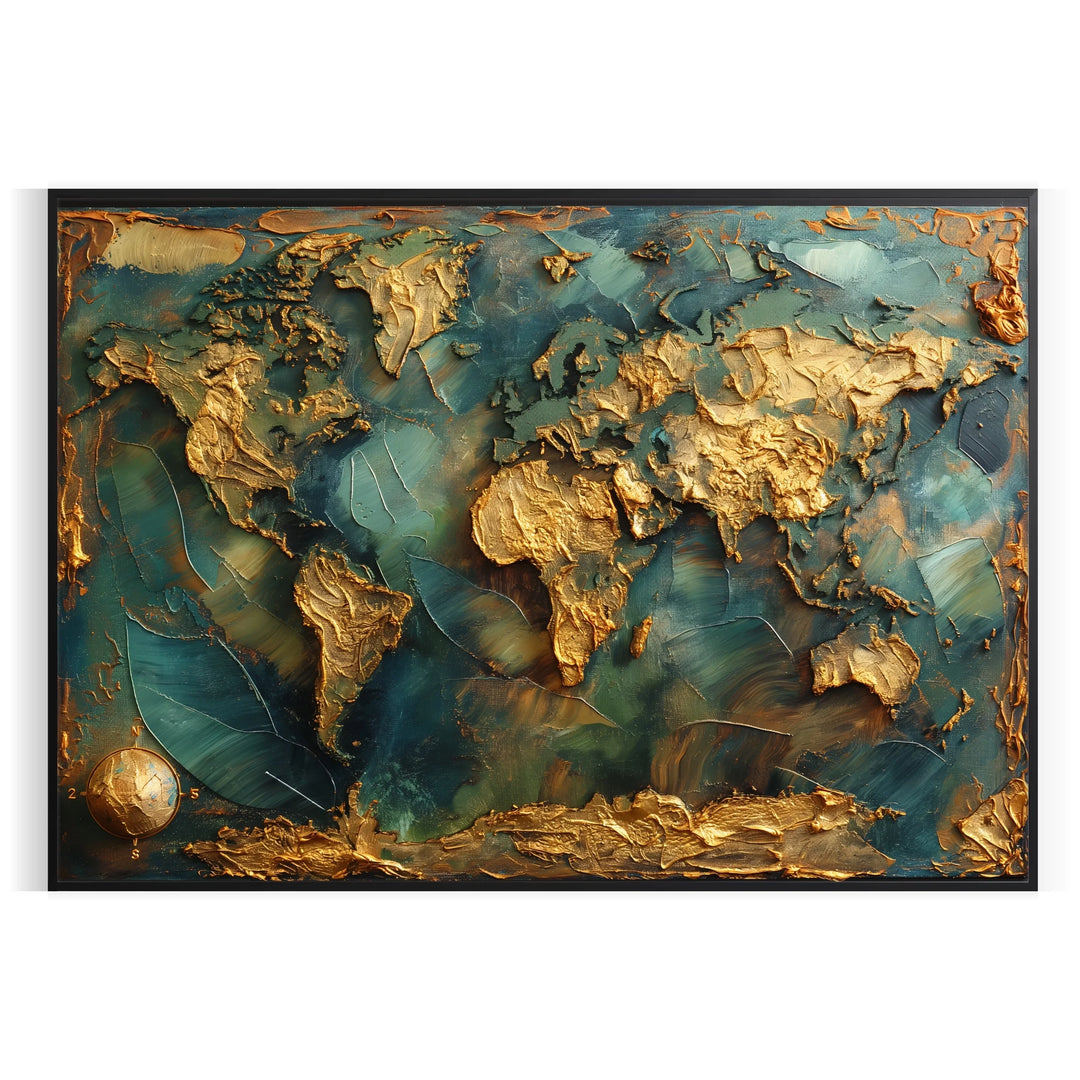 abstract impasto oil painting with lush green tones and textured brushstrokes