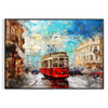 Abstract impasto oil painting featuring rich browns and deep blues - in a black frame