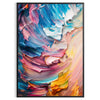 Pintura al óleo en impasto abstracta con ricos verdes y azules - en un marco negro