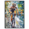 Impressionist landscape with lush greens and tranquil blues - in a black frame