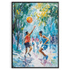 Impressionist landscape with lush greens and blues - in a black frame