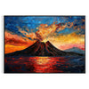 Impressionist artwork featuring a blend of black and orange hues - in a black frame