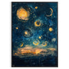 Impressionist landscape featuring soft greens and grays - in a black frame