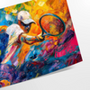 Impressionist landscape with orange and blue hues depicting a serene scene - as a rolled, unframed print