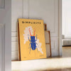 Affiche captivante faune insectes nuances vert bleu une touche nature intérieur un cadeau unique cadre disponible - posée sur un parquet à chevrons contre un mur à moulures