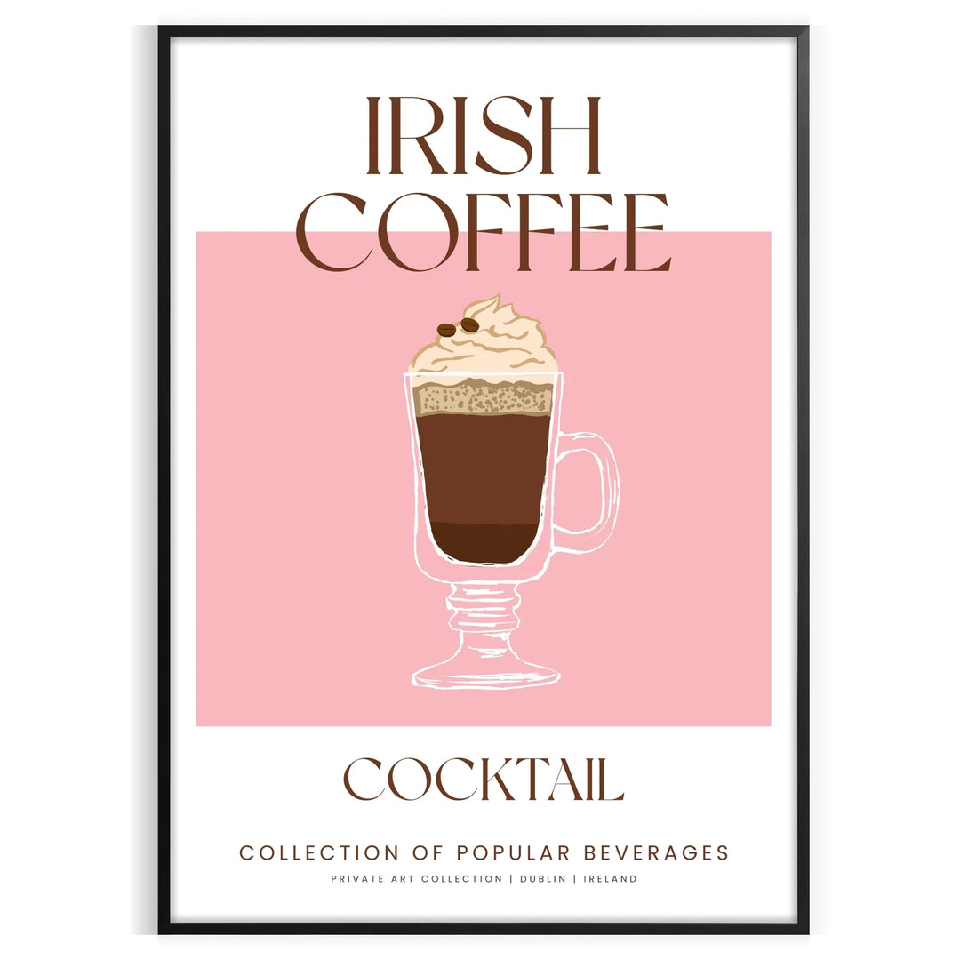 Illustration of an Irish coffee cocktail in rich brown and orange tones