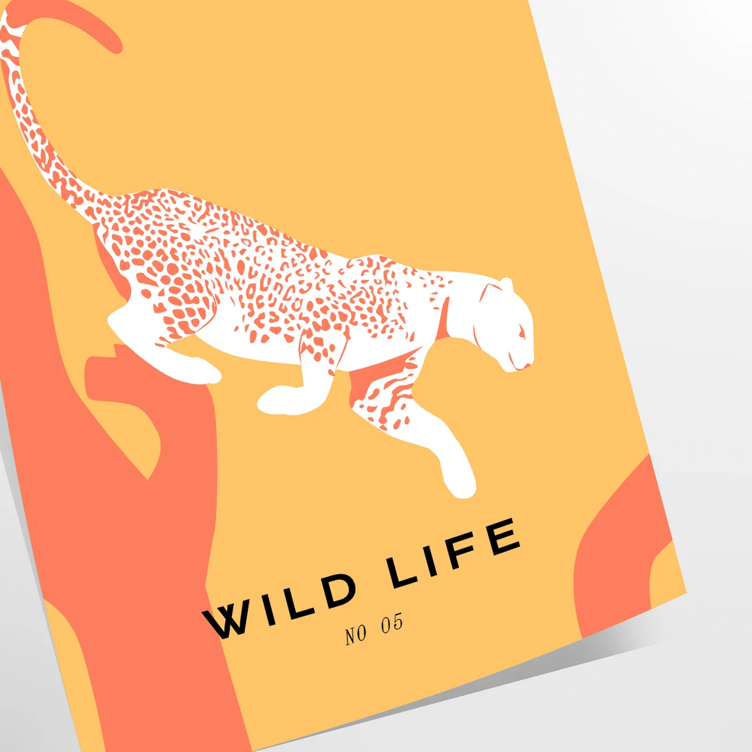 A stylized jaguar in bold black and green hues against a dark background - as a rolled, unframed print