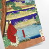 Traditional Japanese landscape featuring serene mountains and cherry blossoms in soft gray and blue tones - as a rolled, unframed print