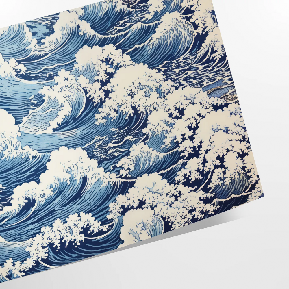 vintage Japanese landscape with serene blue and gray tones
