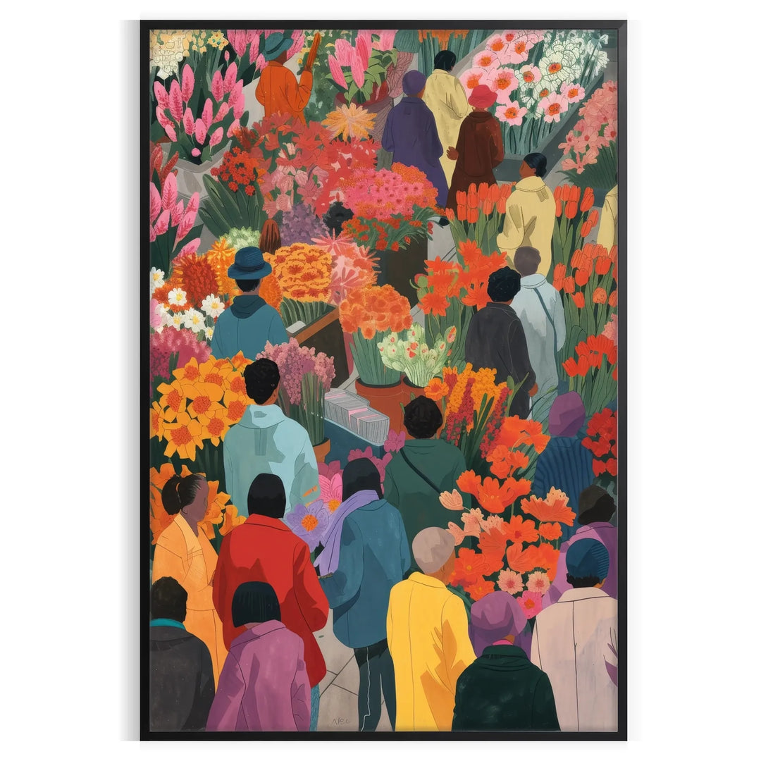 Japanese art print featuring traditional motifs in gray and green hues