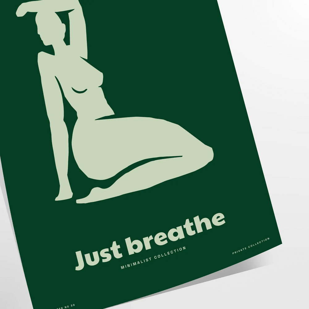 A serene yoga scene with calming green and gray tones