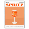 A sleek black background with a vibrant orange cocktail spritz illustration - in a black frame