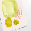 Colorful kitchen scene with green and orange elements, culinary theme
