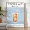 Illustration of a Long Island cocktail with orange accents on a black background - in a bright minimalist room with a plant and an armchair