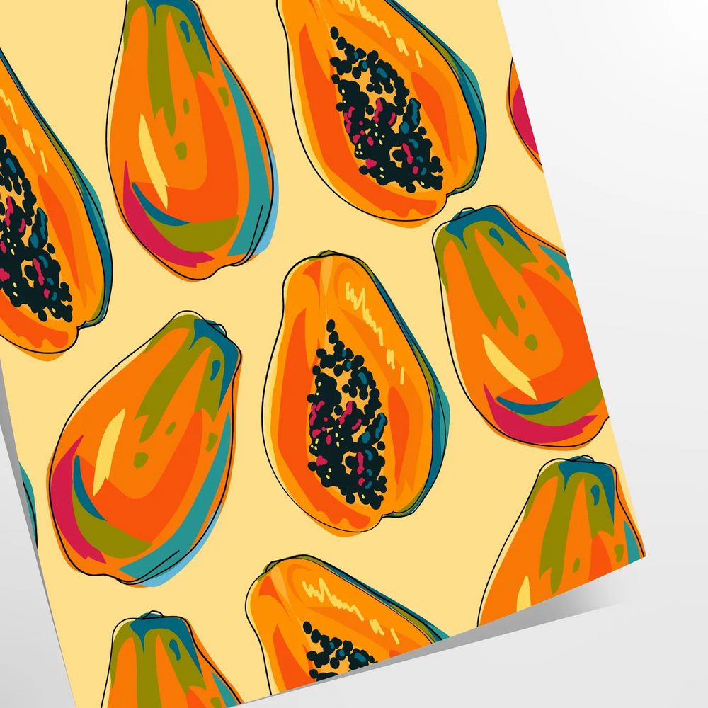 A colorful kitchen scene featuring green and orange tones