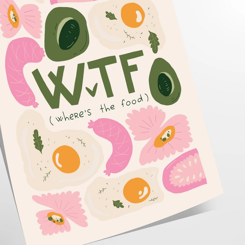 Retro kitchen illustration featuring bold green and orange colors