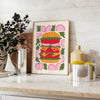 Abstract kitchen scene with green and orange colors - styled on a counter with eucalyptus and a bowl of lemons