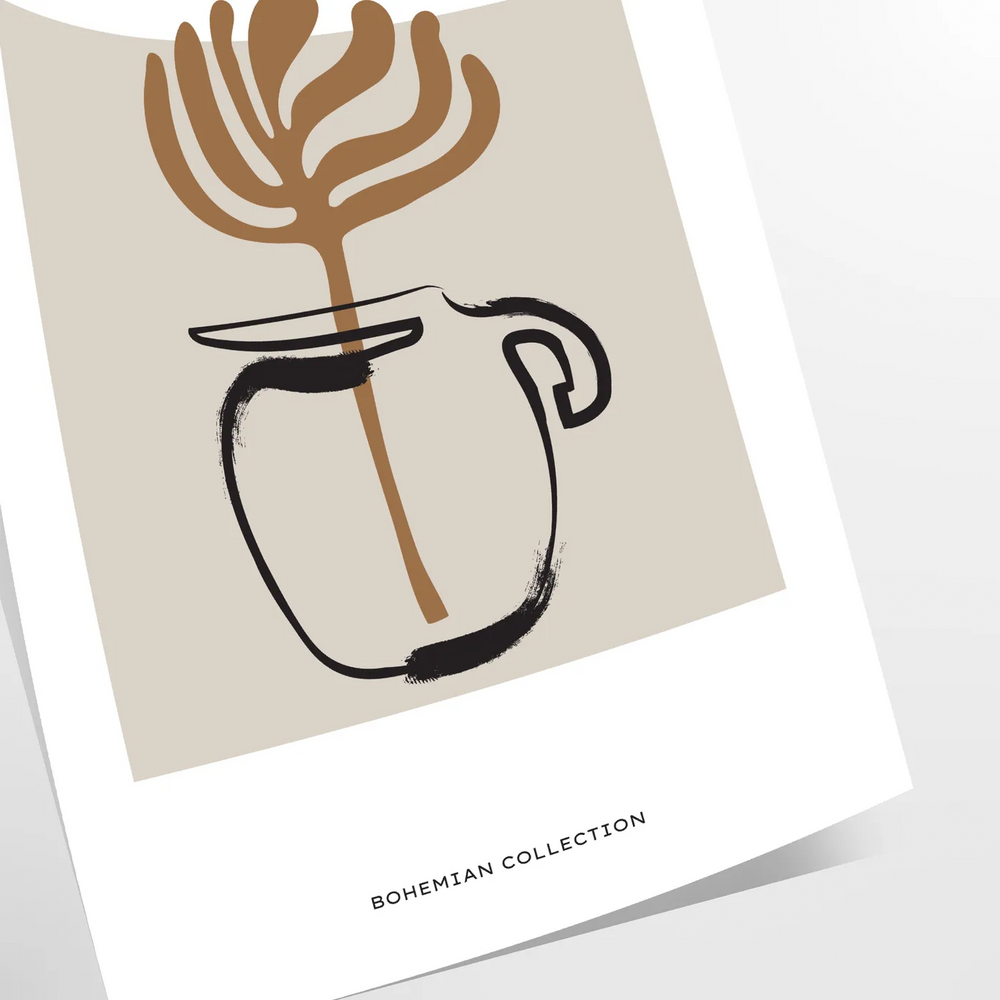 Abstract boho design featuring earthy tones and minimalist shapes