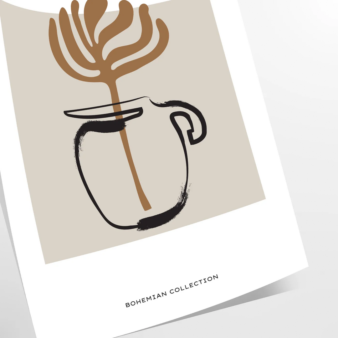 Abstract boho design featuring earthy tones and minimalist shapes