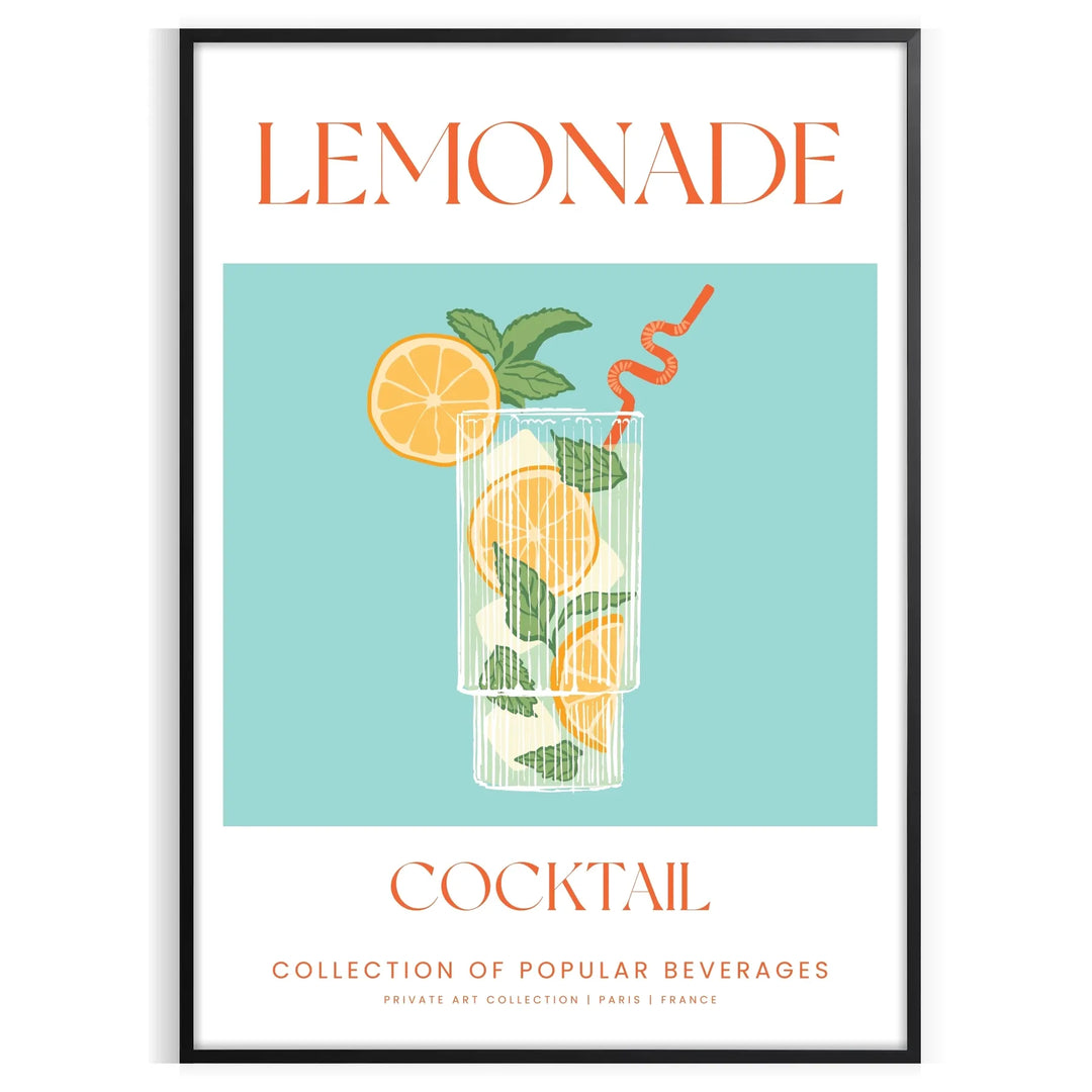 A colorful illustration of a lemonade cocktail with citrus slices and mint leaves