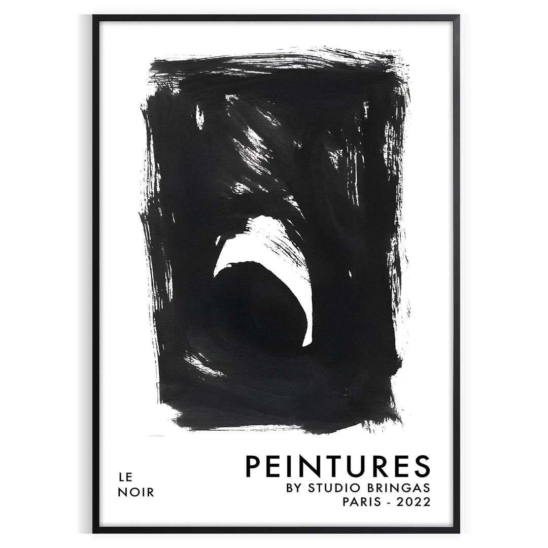 Maximalist poster featuring abstract space elements in black and blue tones - in a black frame